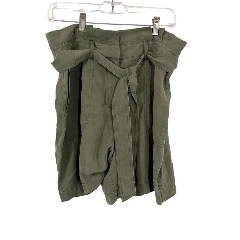 Boden Elgin Paperbag Shorts High Rise Green Lyocell Pockets‎ - Size 8
